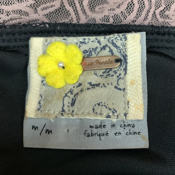 FREE PEOPLE M Velvet Lace Empire Waist Dress Black - Picture 5 of 7